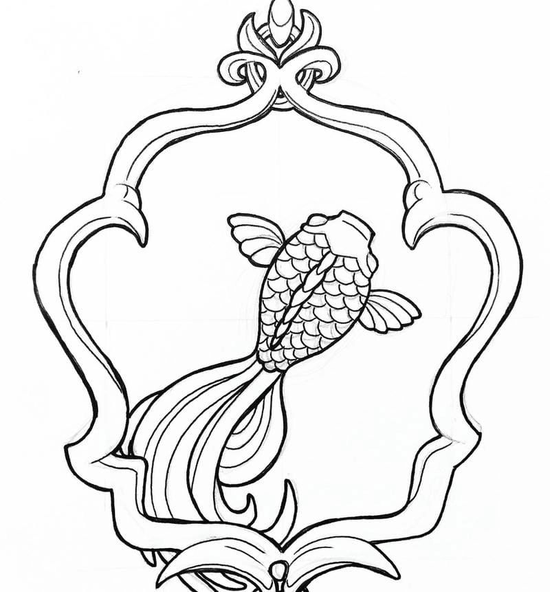 Bé gái thích thú với tranh tô màu con cá vàng lung linh