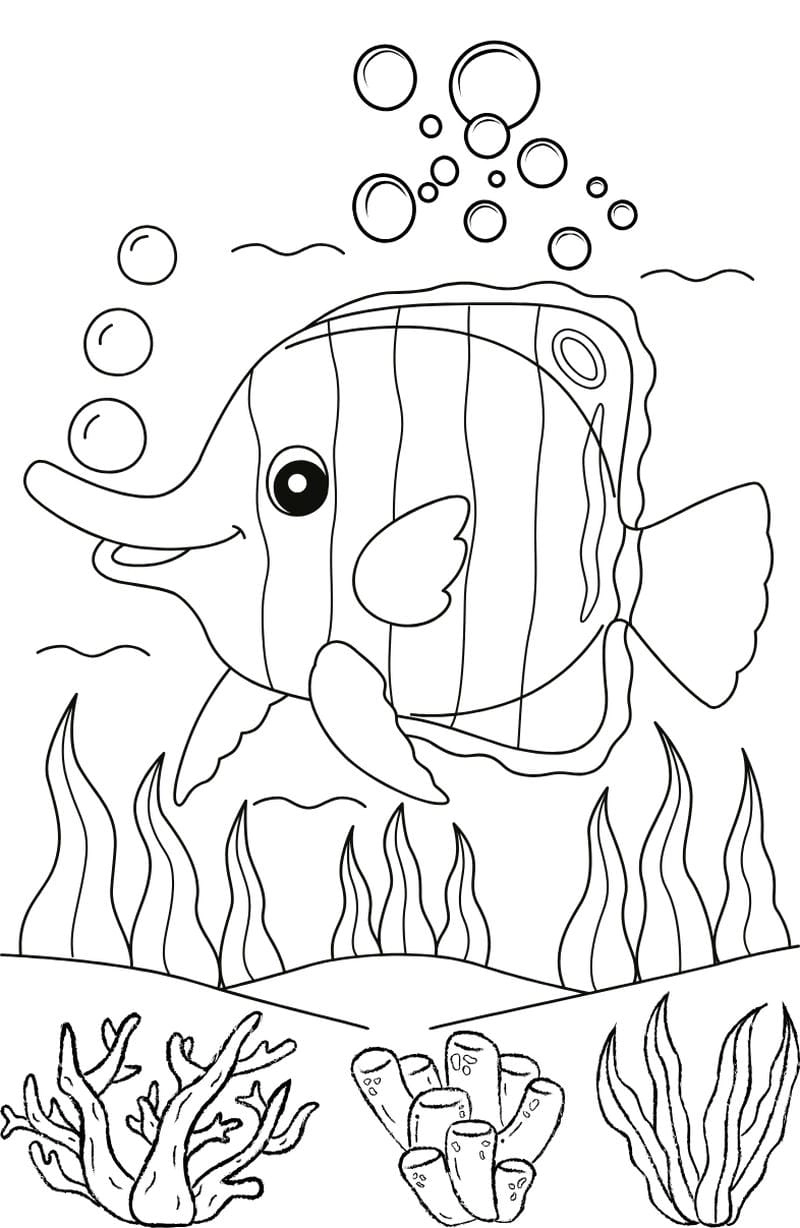 Tô màu đẹp với hình ảnh vẽ các con vật sống dưới nước