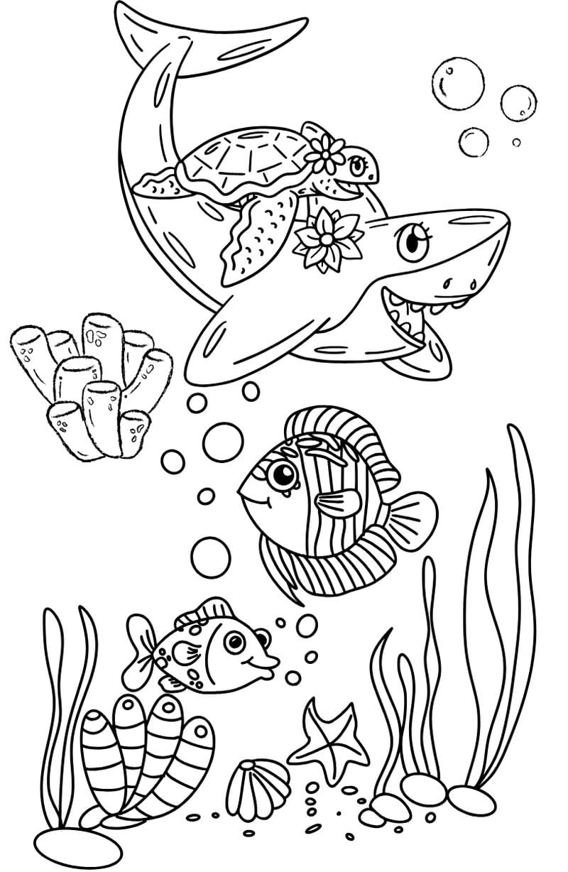 Tập tô dễ dàng với tranh to màu các con vật sống dưới nước