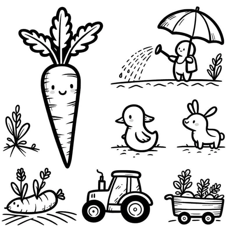 Gợi ý tải về hình ảnh tô màu củ cà rốt miễn phí