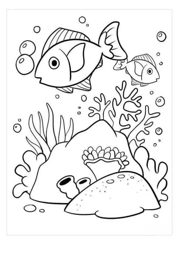 Thế giới đại dương với tranh tô màu động vật dưới nước