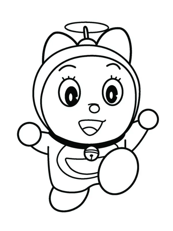 Hình đô rê mon tô màu đơn giản cho bé tập tô