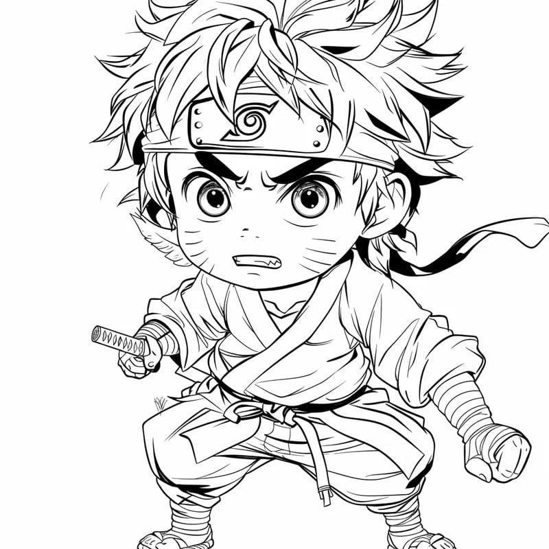 Bé mê mẩn với tranh tô màu gojo chibi