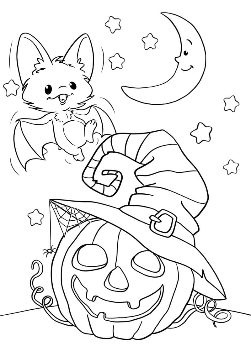Bé học sáng tạo từ in hình tô màu halloween đa dạng