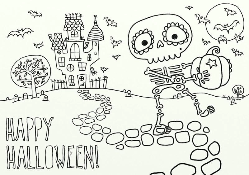 Bé thích mê với tranh tô màu halloween phù thủy cùng cây chổi thần kỳ