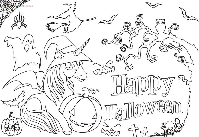 Trang trí đêm lễ với tranh tô màu ngôi nhà halloween sinh động