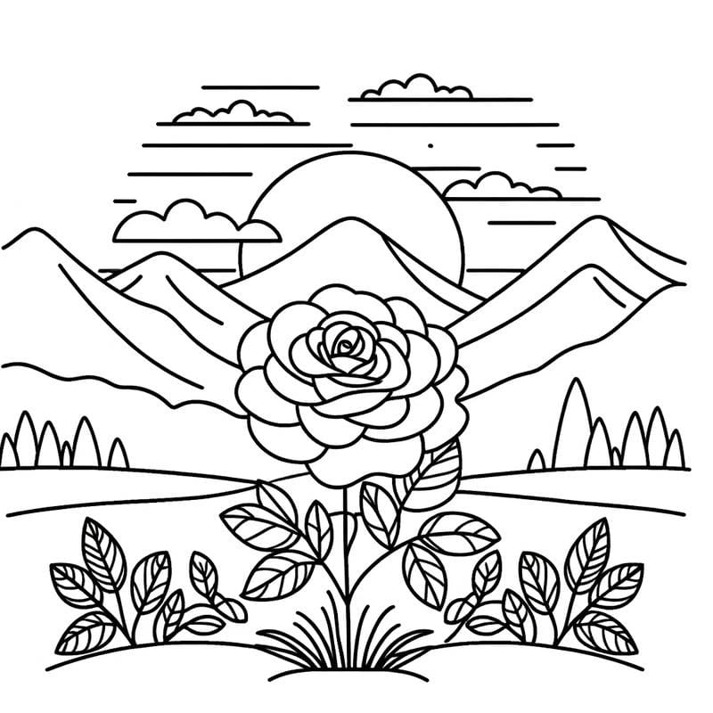 Học vẽ qua tranh tô hoa hồng đơn giản