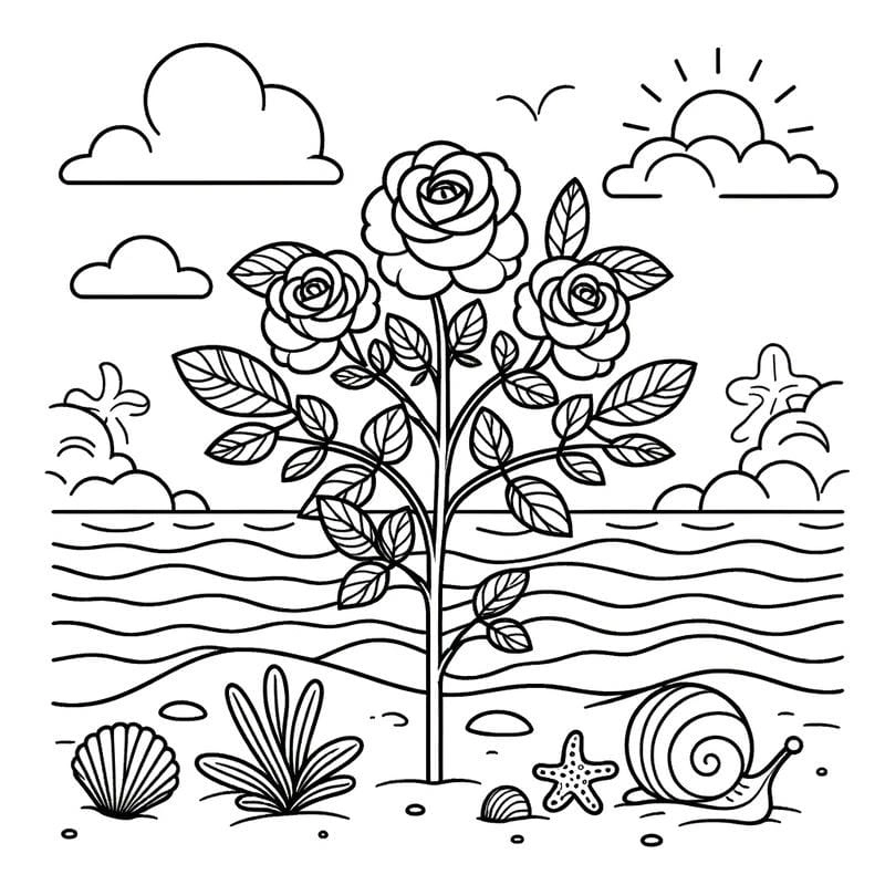 Bé tập tô với tranh tô màu hoa hồng đẹp mắt