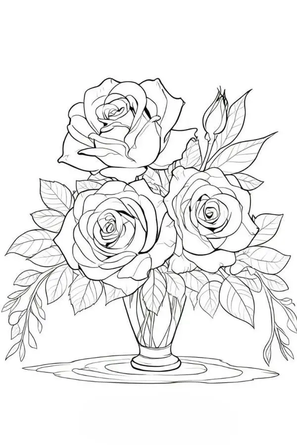 Cùng bé sáng tạo với tô màu bông hoa hồng