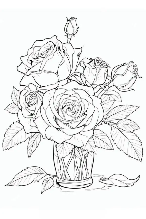 Giúp bé thư giãn cùng tranh vẽ hoa hồng đơn giản