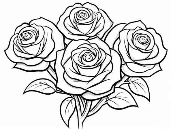 Tải về hình hoa hồng cho bé tô màu dễ thương