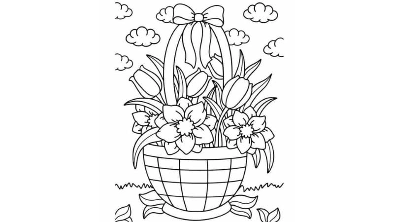 Tải ngay bộ tulip tranh tô màu hoa tulip dễ thương cho bé