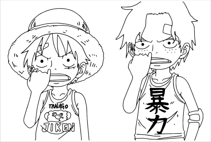 Bé sáng tạo với tranh tô màu one piece luffy