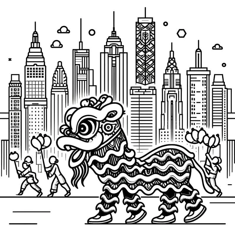 Bé vui học lễ hội qua múa lân tô màu cực đẹp