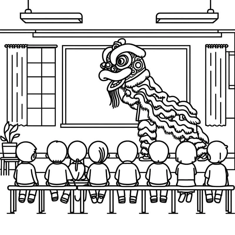 Tải ngay bộ hình tô màu múa lân hấp dẫn cho bé