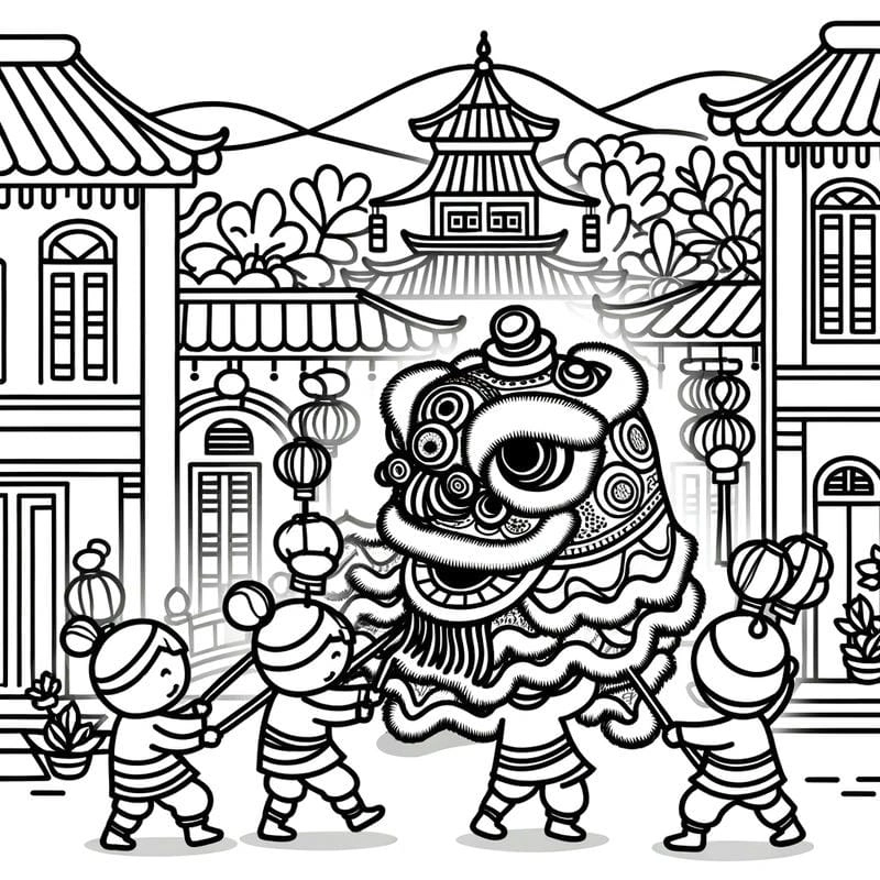 Thỏa sức sáng tạo cùng bộ tô màu múa lân đáng yêu