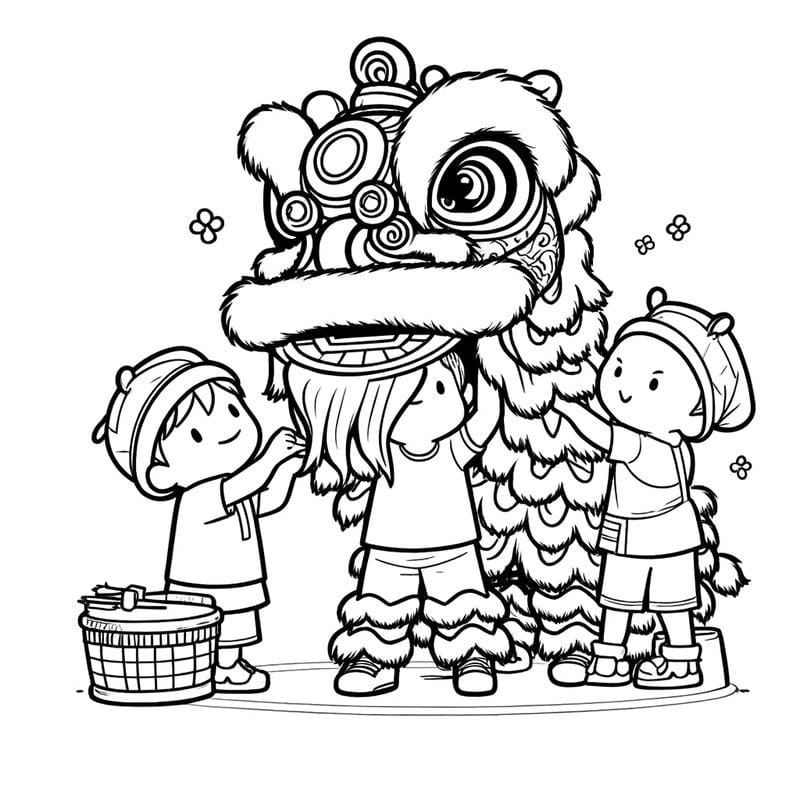 Tô điểm mùa lễ hội với con lân tô màu ngộ nghĩnh