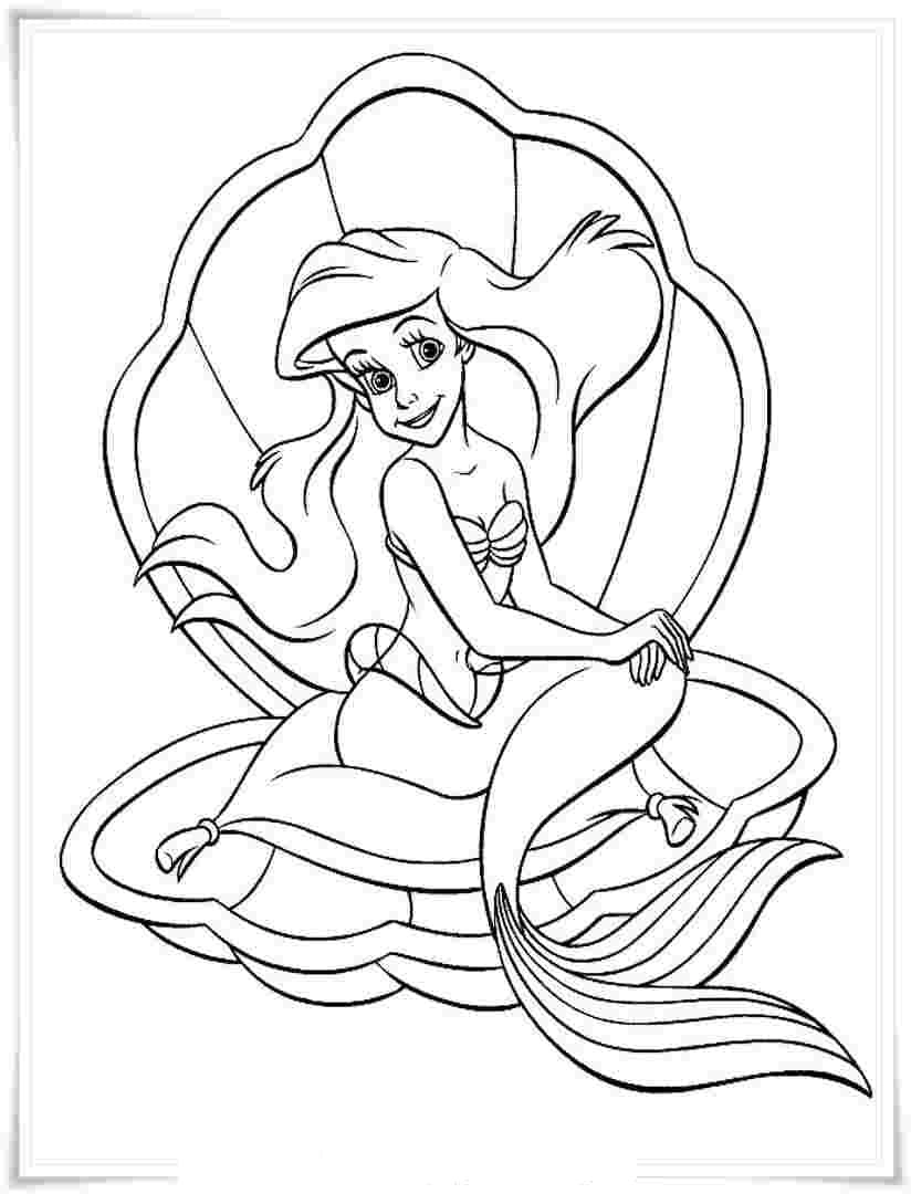 Tranh tô màu nàng tiên cá dễ thương cho bé tập tô