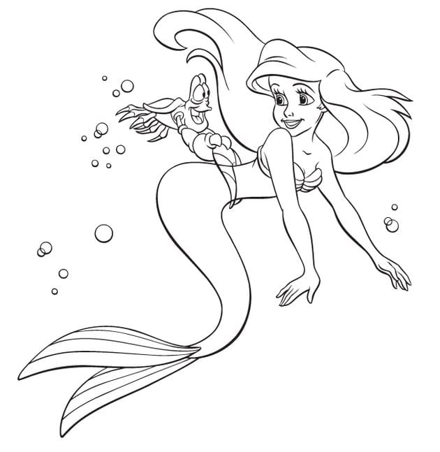 Bộ hình nàng tiên cá cho bé tô màu miễn phí