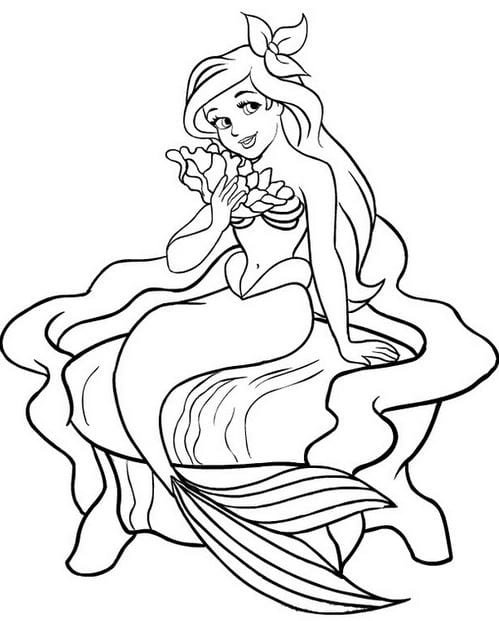 Tổng hợp hình nàng tiên cá tô màu đơn giản dễ vẽ