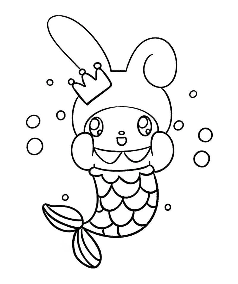 Kho tranh tô màu nàng tiên cá chibi đáng yêu cho bé