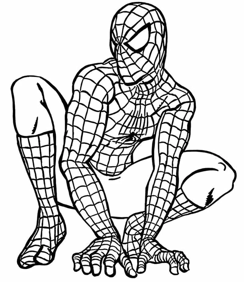 Bé sẽ thích tranh tô màu người nhện với hình vẽ siêu nhân nhện cho bé tô màu