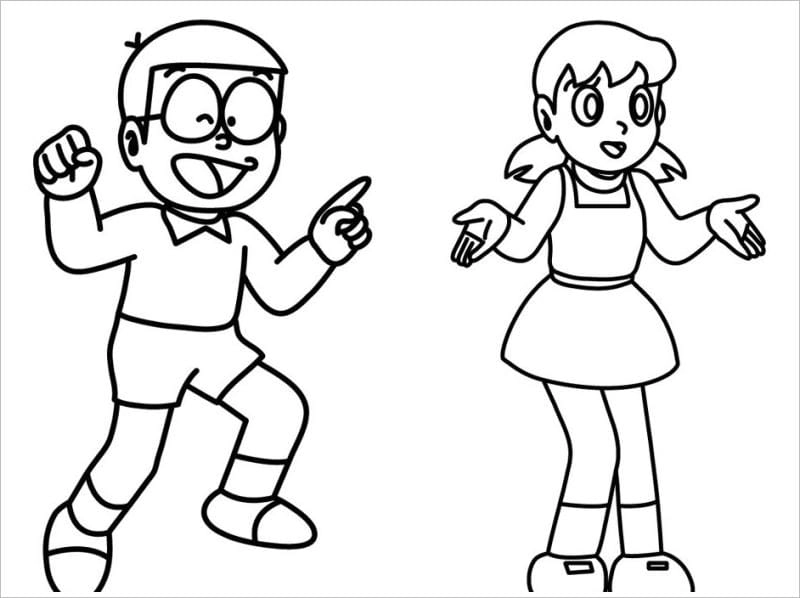 Bé sáng tạo cùng tranh tô màu doremon và nobita