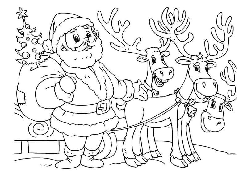 Thế giới diệu kỳ với tô màu ông già noel và con tuần lộc