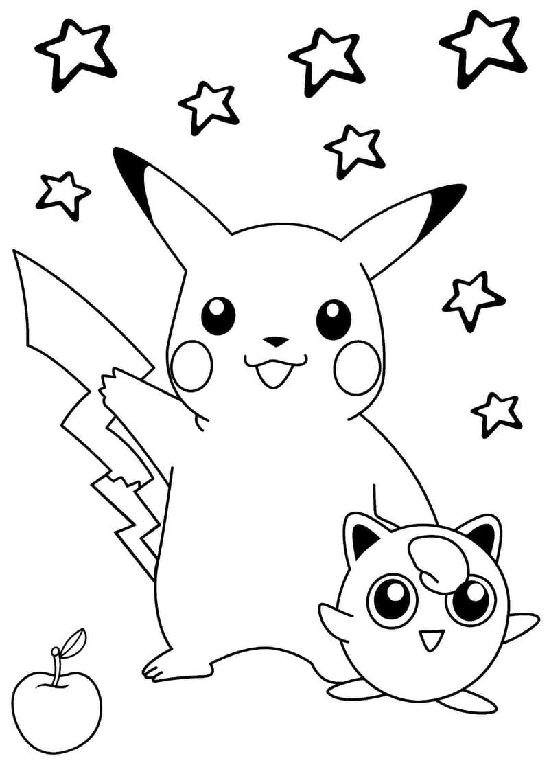Bé tập tô với hình pikachu tô màu