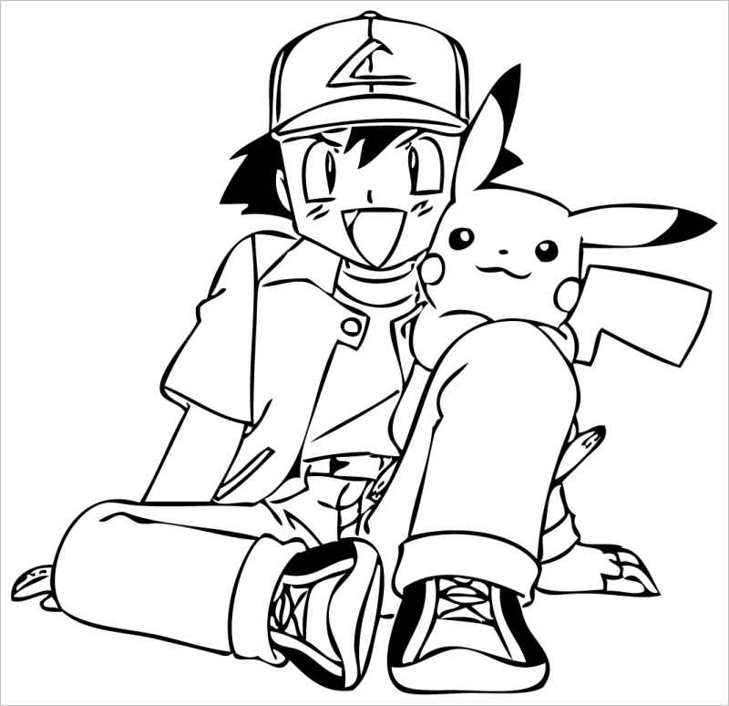 Bé mê mẩn với in tranh tô màu pikachu