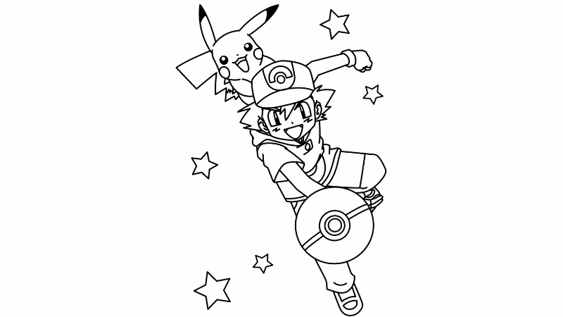 Mẫu pikachu tô màu cực sinh động
