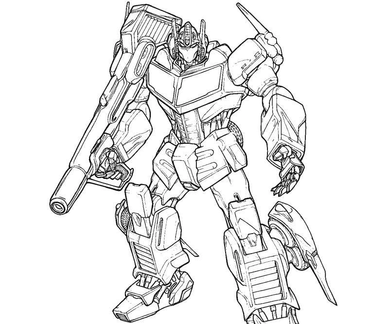 Bé mê mẩn robot biến hình tô màu