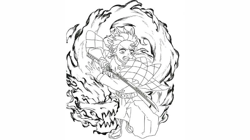 Tặng bé tranh tô màu chibi cute thanh gươm diệt quỷ