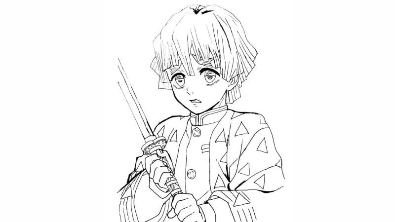 Top mẫu tranh tô màu kimetsu yaiba dễ thương