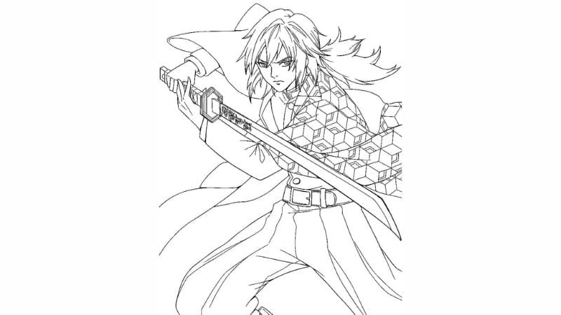 Bé gái thích tranh tô màu thanh gươm diệt quỷ cute