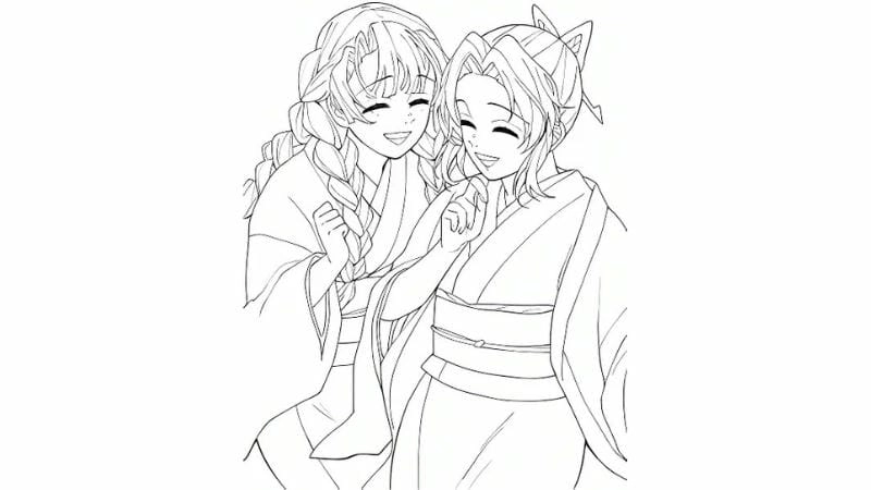 Bé thích tranh tô màu thanh gươm diệt quỷ shinobu