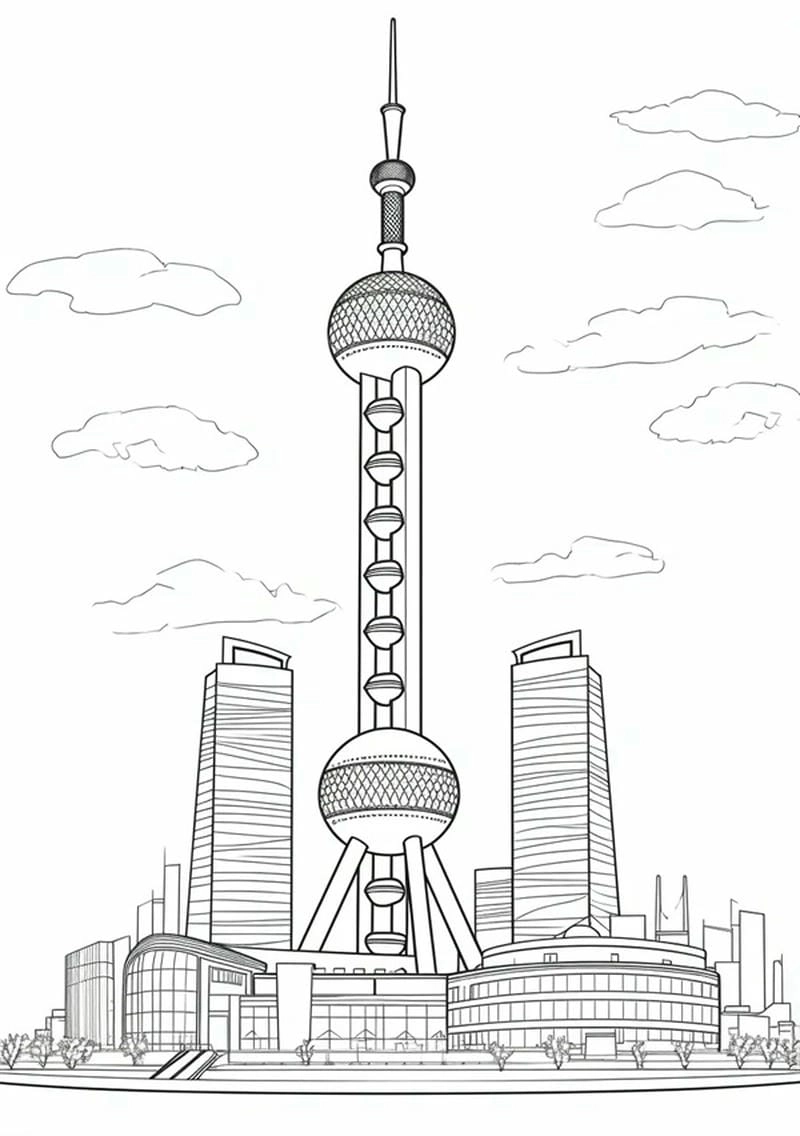 Bé thích tranh tô màu phong cảnh thành phố