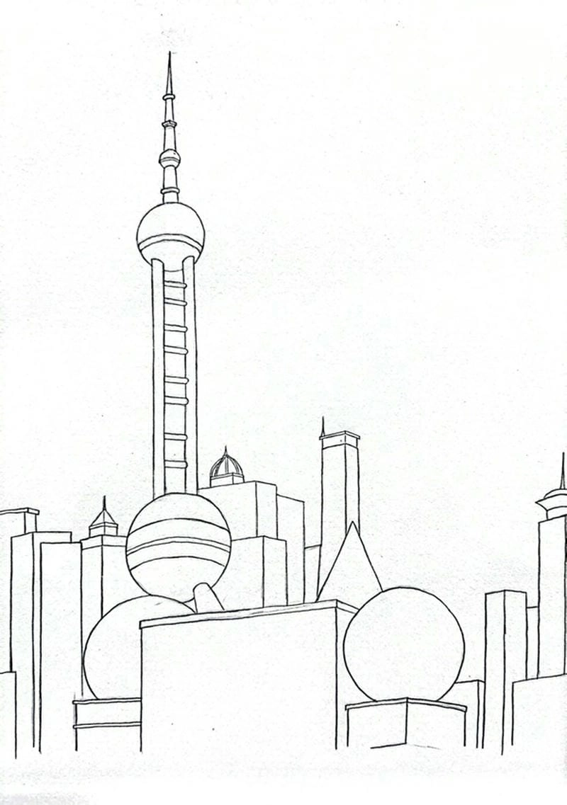 Khám phá góc phố qua vẽ tranh phong cảnh thành phố đơn giản