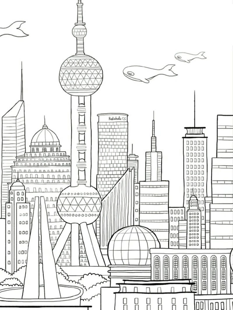 Tô nét thân thương với vẽ tranh thành phố của em đáng yêu