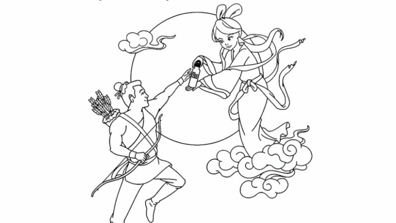 Cùng bé sáng tạo tranh tô màu chú cuội chị hằng