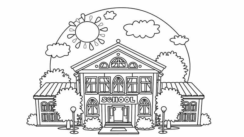 Bộ tranh vẽ trường mầm non cho trẻ tô màu rèn kỹ năng