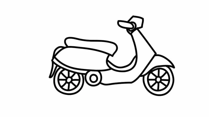 Tranh tô màu xe máy đơn giản cho bé