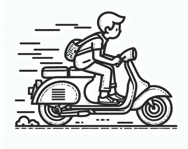 Bé tự tin sáng tạo bức tranh tô màu xe máy
