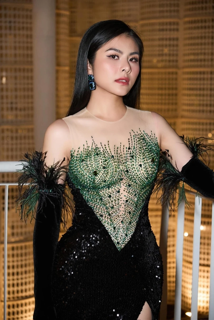Ảnh trên sân khấu khi Vân Trang hát live