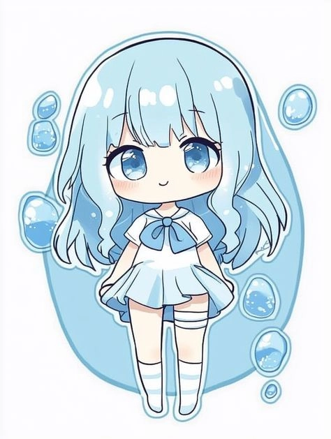 Digital chibi art thể hiện phong cách aqua chibi