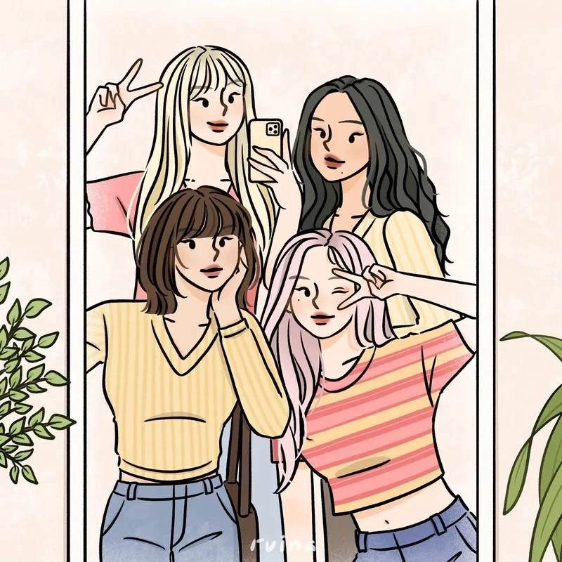 Avatar 4 người anime phong cách ngầu chất