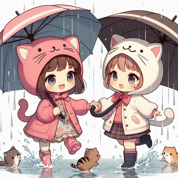 Tìm thấy niềm vui trong ảnh chibi bạn thân dễ thương