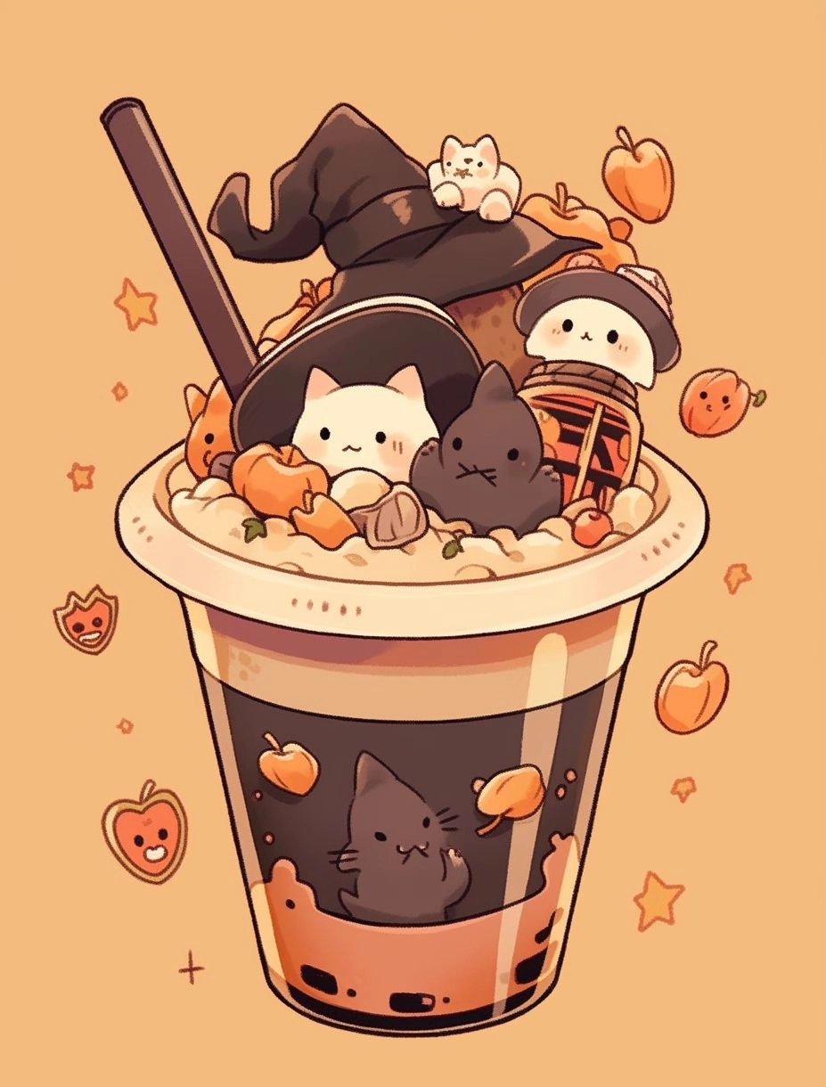 Ngọt ngào chibi đồ uống cùng chibi trà sữa dâu
