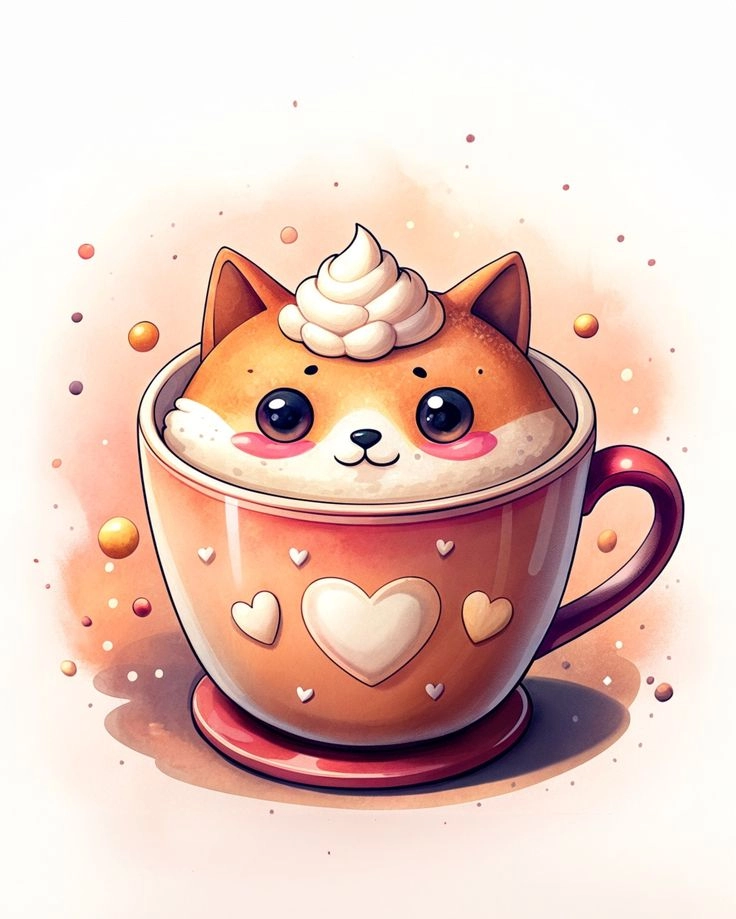 Thưởng thức chibi đồ uống phong cách chibi cà phê
