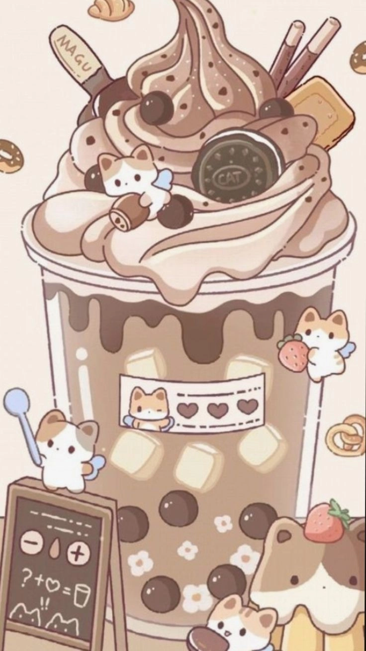Khám phá chibi đồ uống cute chibi cà phê sữa đá